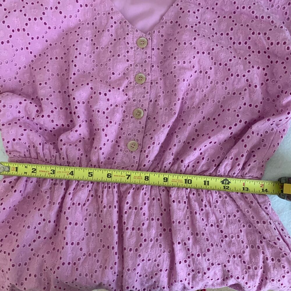 NWT Eyelet Lavender Short Sleeve Summer Mini Dress Feminine Style Size S - Picture 9 of 11
